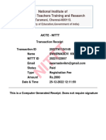NITTT AICTE transaction receipt for Rs. 2000 registration fee