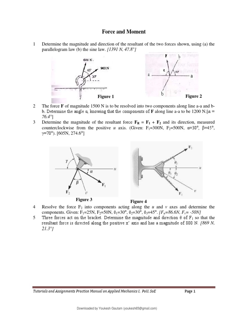 Applied Mechanics I Tutorials and Assignment - Removed | PDF | Friction ...