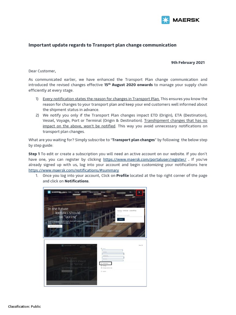 Transport Plan Change Notifications Guide | PDF | Communication | Computing