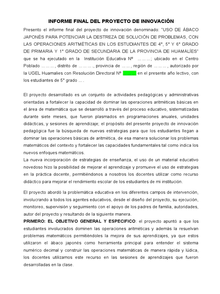 Informe Final | PDF | Método de enseñanza | Aprendizaje