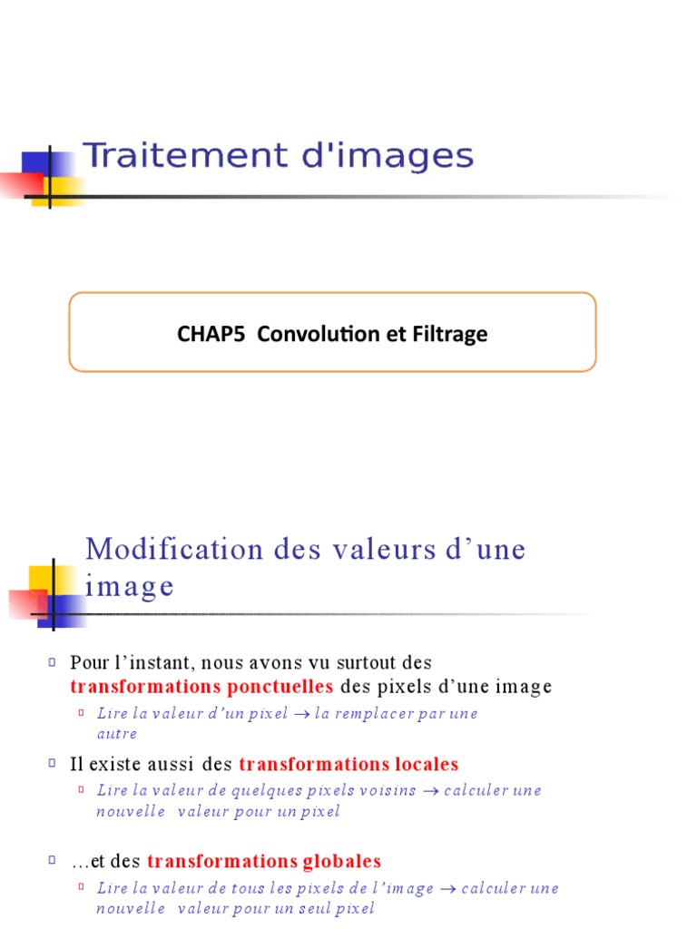 Convolution et Filtres en Traitement d'Image | PDF | Filtre ...