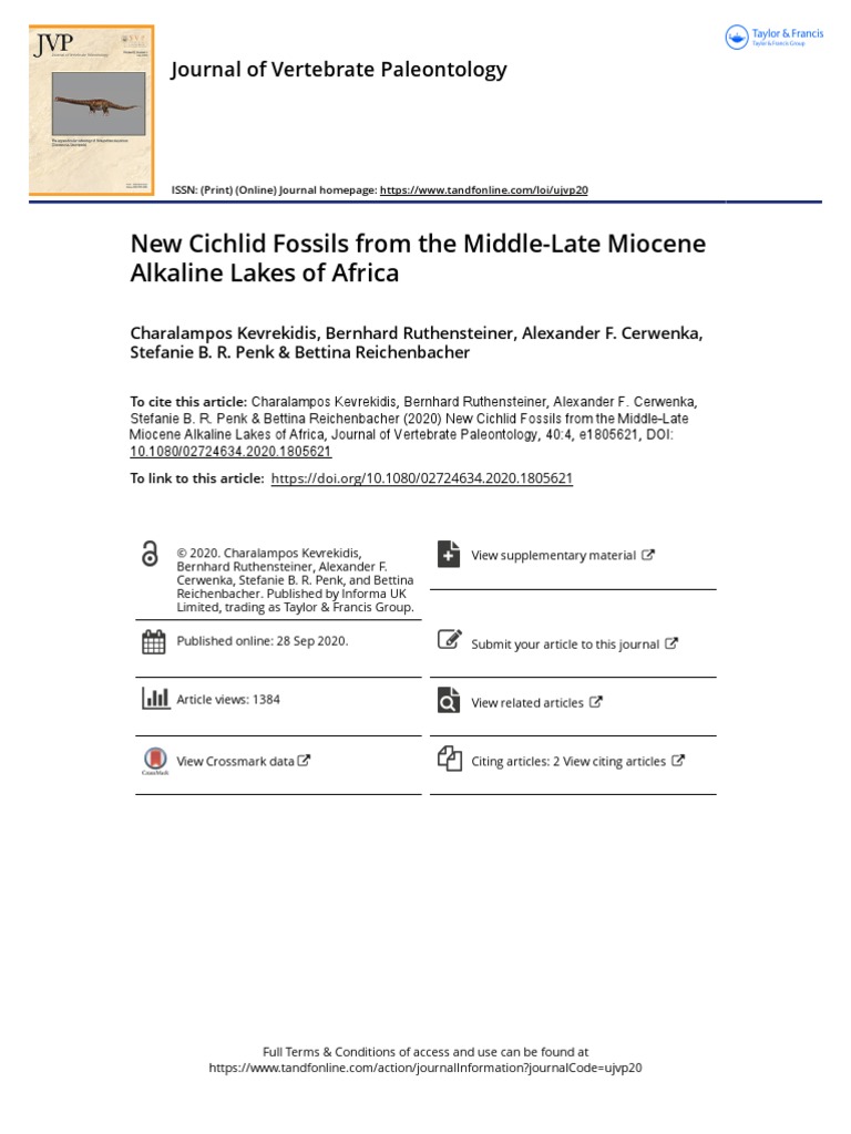 New Cichlid Fossils From The Middle Late Miocene Alkaline Lakes of