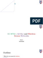 Class 1 - Introduction To Ad Hoc and Wireless Sensor Networks