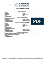 Ficha para locação de imóvel