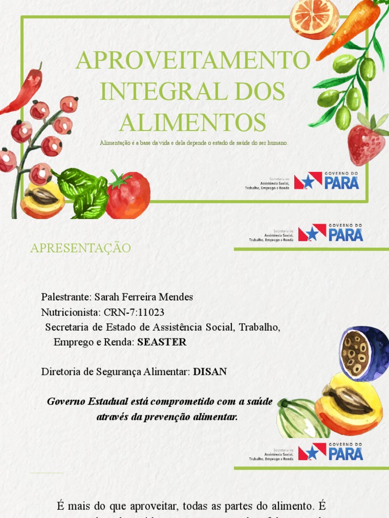 Aproveitamento Integral Dos Alimentos | PDF | Banana | Desperdício