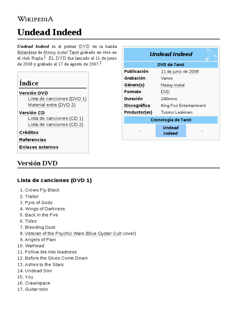 Undead Indeed PDF Grupos musicales Grupos de música rock