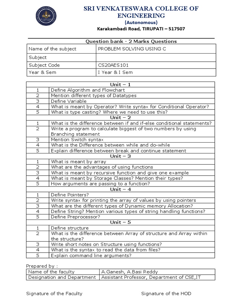 PSC 2 Marks | PDF