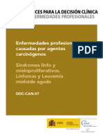 DDC-CAN-07 - Enfermedades profesionales causadas por agentes carcinógenos. Síndromes linfo y mieloproliferativos. Linfomas y Leucemia mieloide agudo