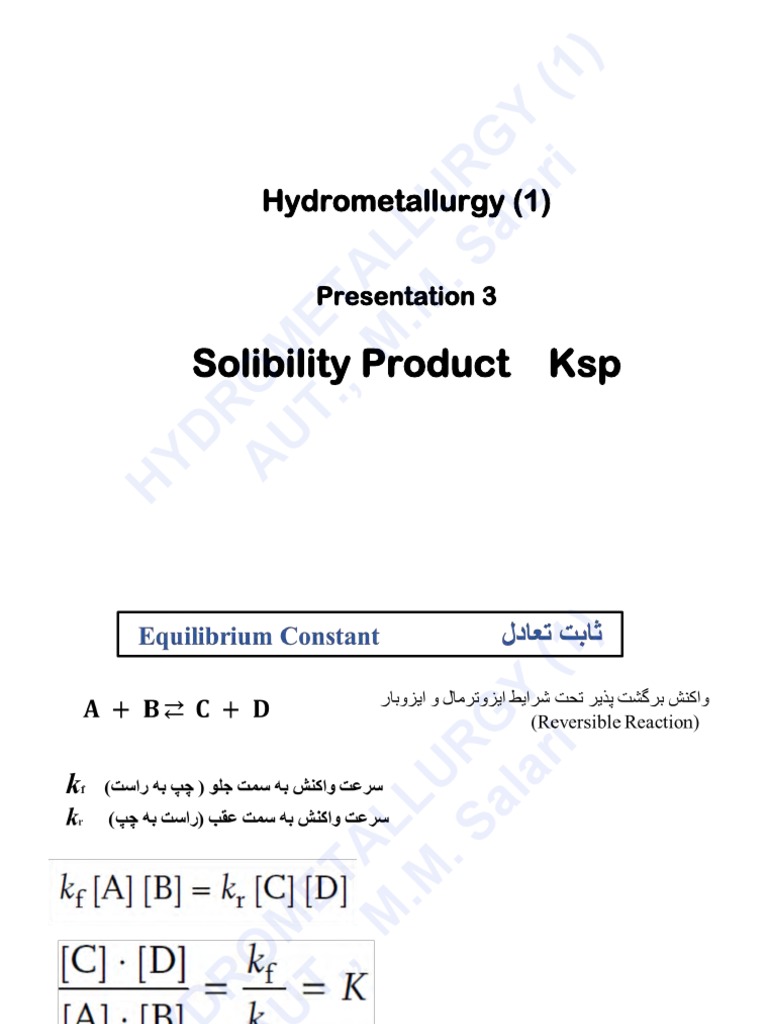 Presentation 3 Solibility Product RDS, WM KSP PDF Solubility