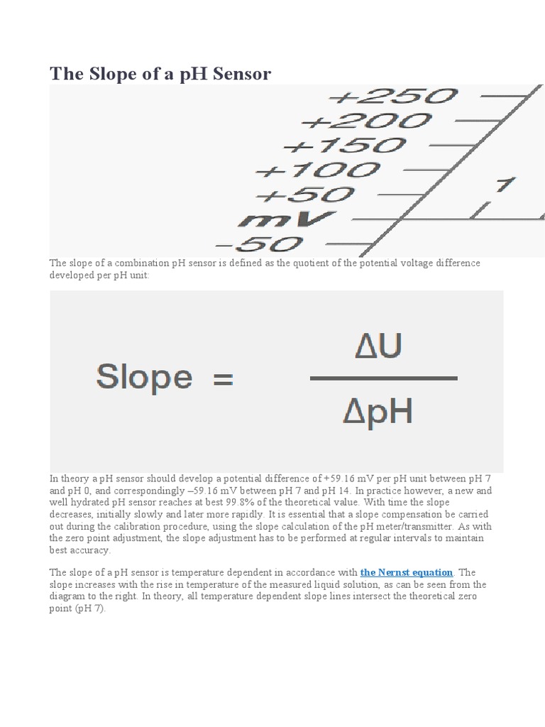 The Slope of A PH Sensor PDF Ph Calibration