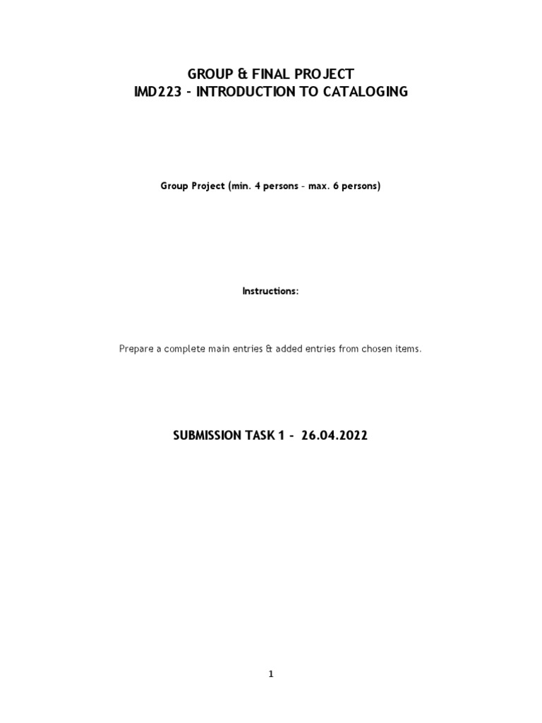 Cataloging Group Project Guidelines | PDF | Science & Mathematics | History