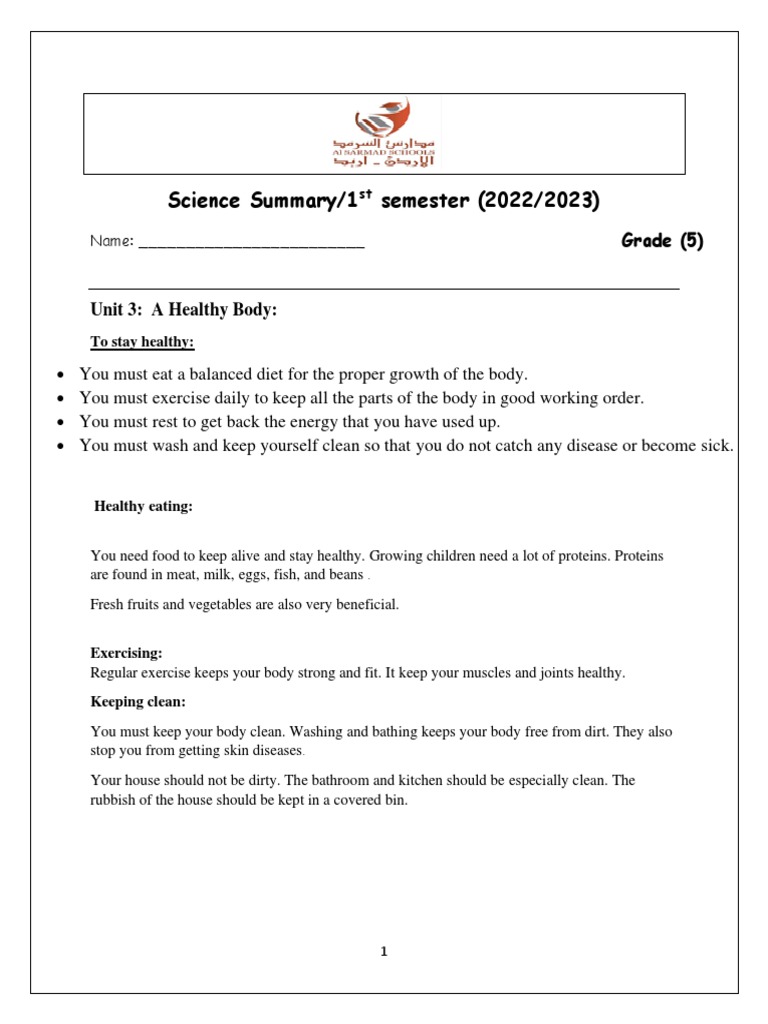 Healthy Living for Grade 5 Students | PDF