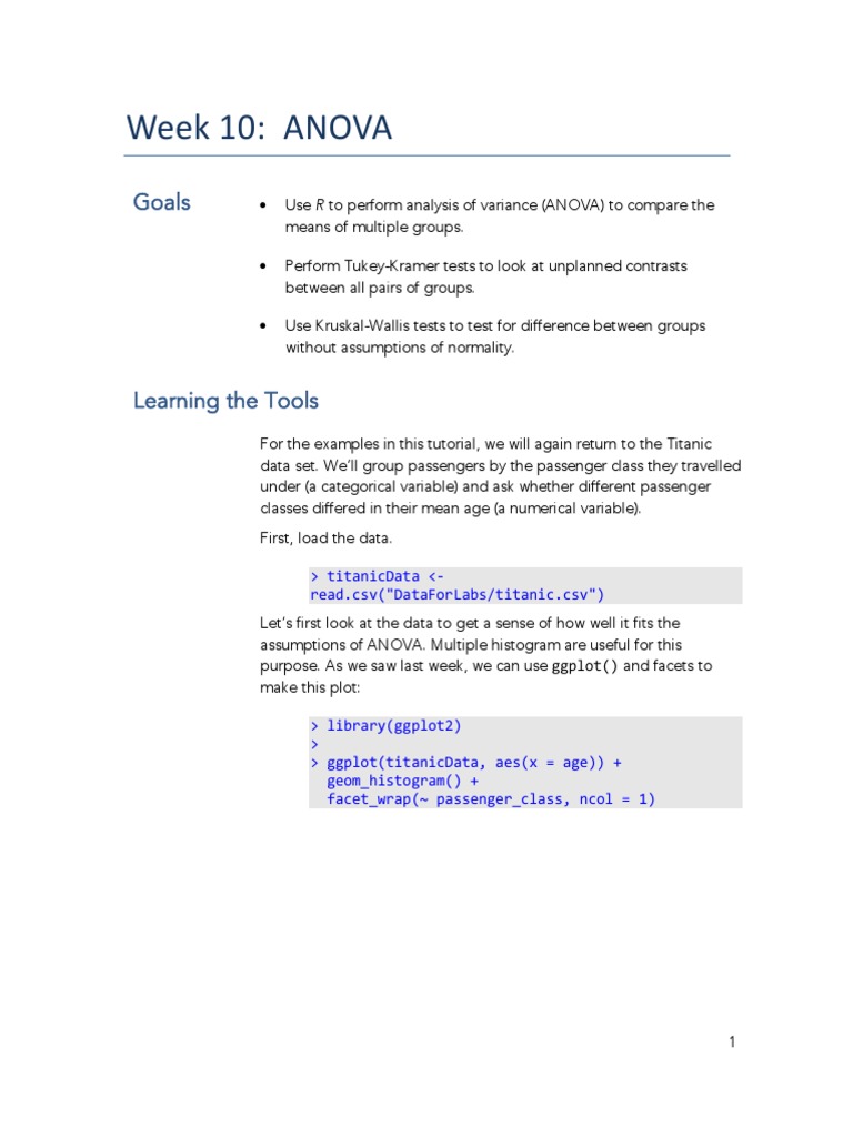 ANOVA and Kruskal-Wallis in R Tutorial | PDF | Analysis Of Variance ...