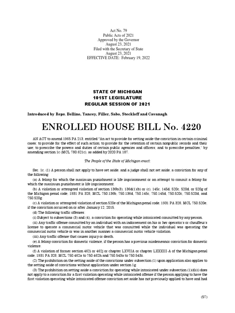 ENROLLED HOUSE BILL No. 4220 PDF Criminal Justice Crime & Violence