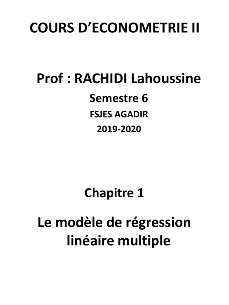 Modèle de Régression Linéaire Multiple | PDF | Régression linéaire ...
