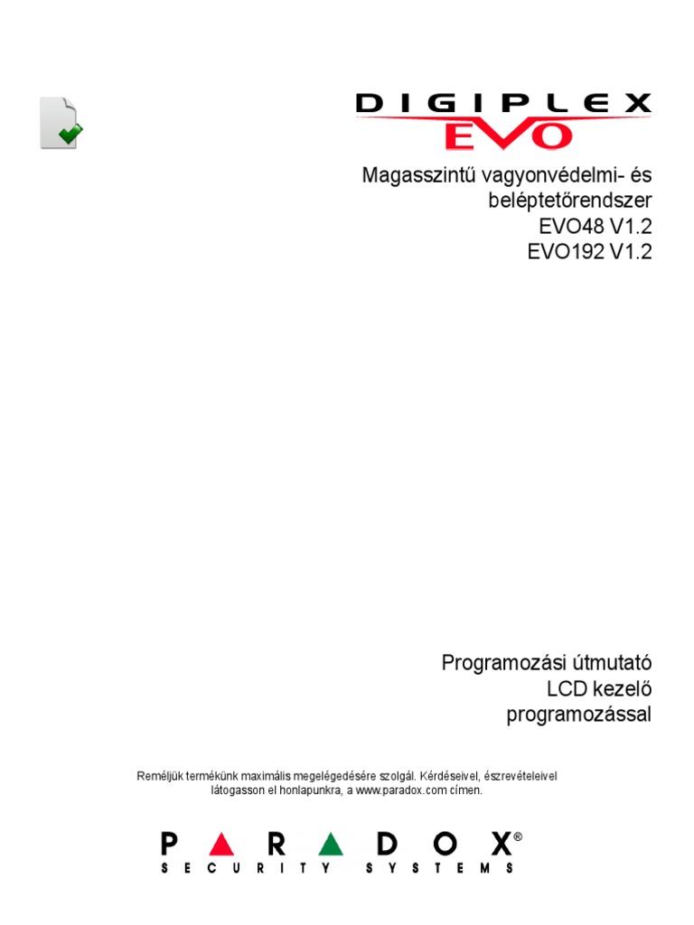 EVO192-GP03 v1.2 Program Manual HUN | PDF