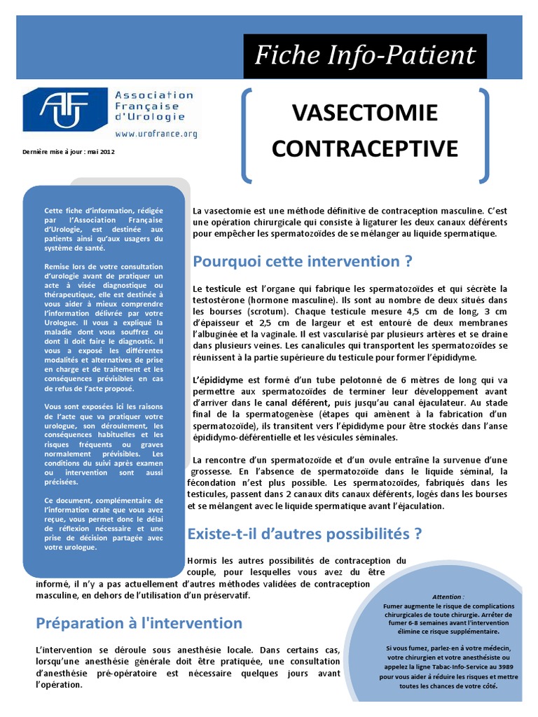 Vasectomie 1 PDF Testicule Contraception