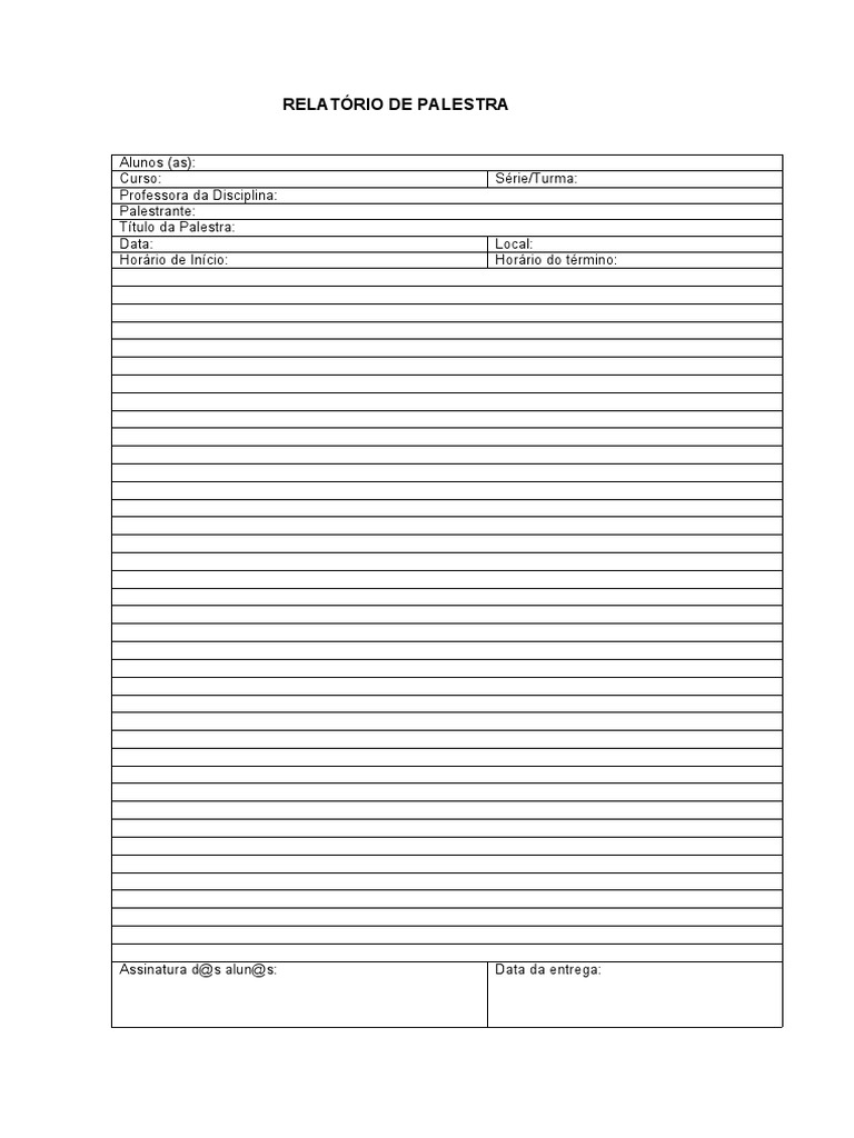 Modelo de Relatório de Palestra para Alunos | PDF