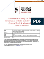 A Comparative Study On Financial Performance of Hotel Industry in Pakistan (Sarena Hotel & Marriott Hotel)