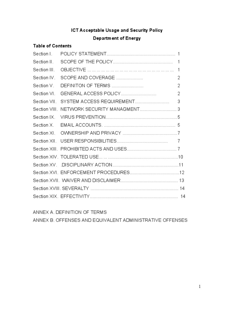 DOE ICT Acceptable Usage and Security Policy Final Draft | PDF | Ip ...