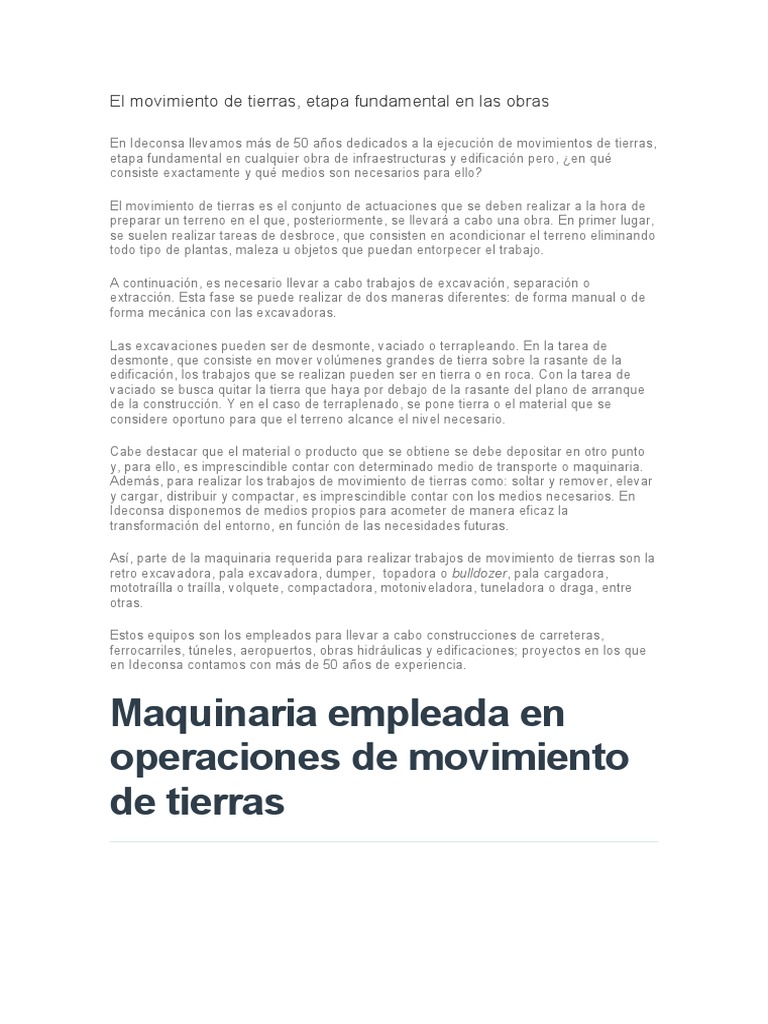 Movimiento de tierras en carreteras | PDF | La carretera