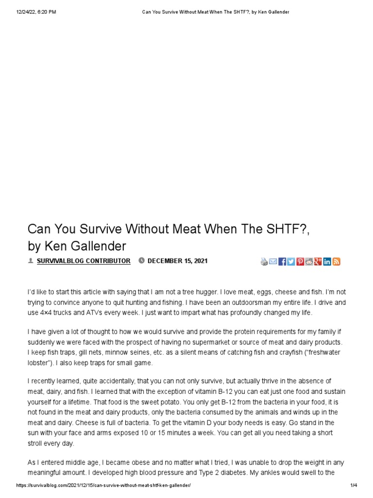 China Study Can You Survive Without Meat When The SHTF , by Ken