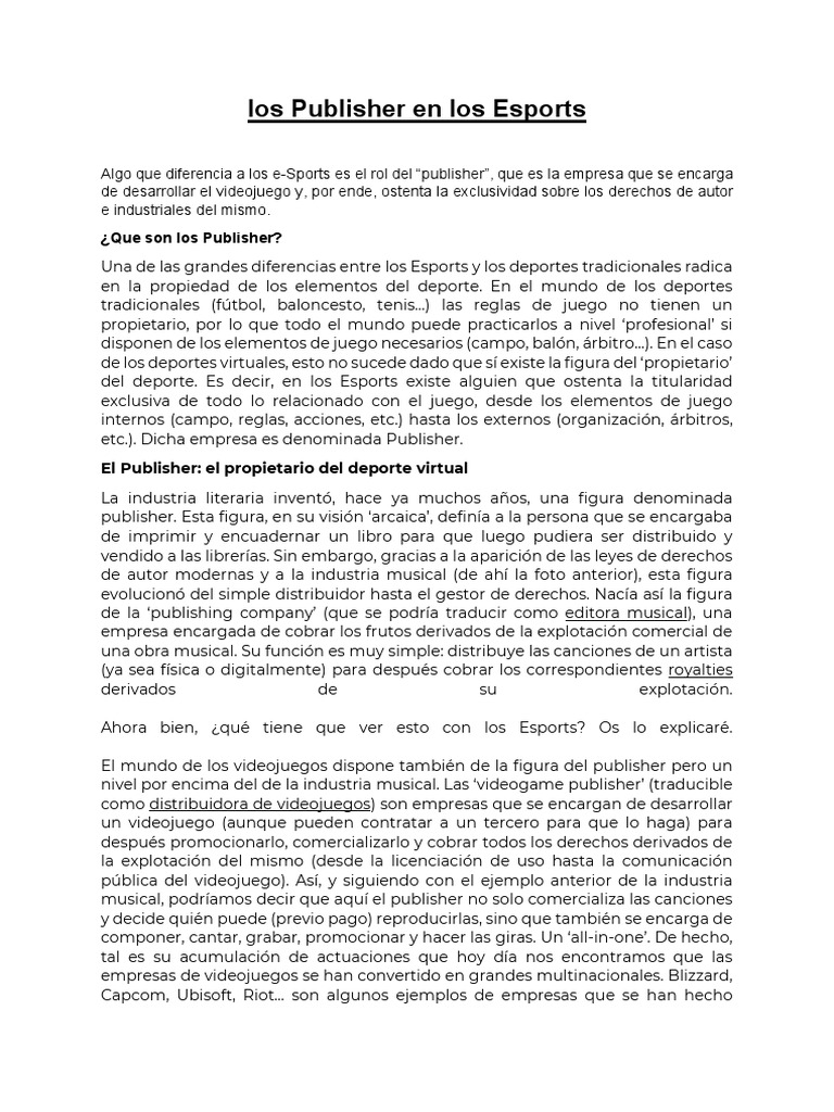 Los Publisher en Los Esports | PDF | Videojuegos | Capcom