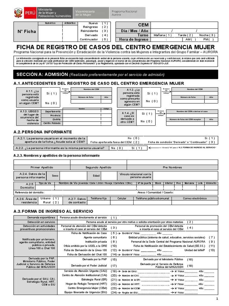 Ficha de Registro de Casos Del CEM 2021 Julio | PDF | Transgénero ...