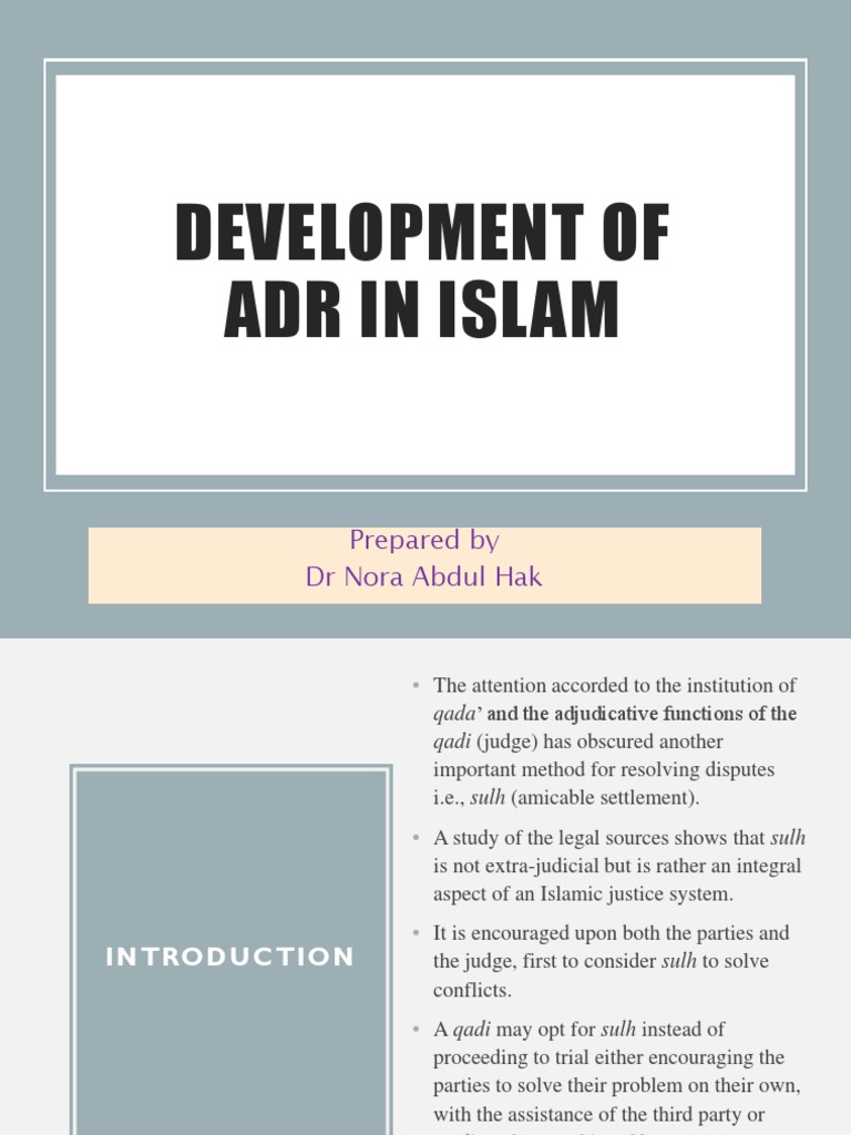 Adr In Islam Introduction Pdf Alternative Dispute Resolution Ali