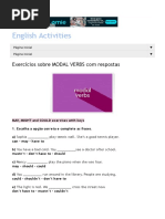 English Activities - Exercícios Sobre MODAL VERBS Com Respostas