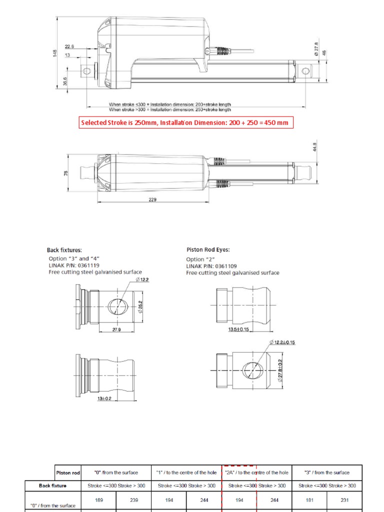Linak LA36 Built-In Dimensions | PDF
