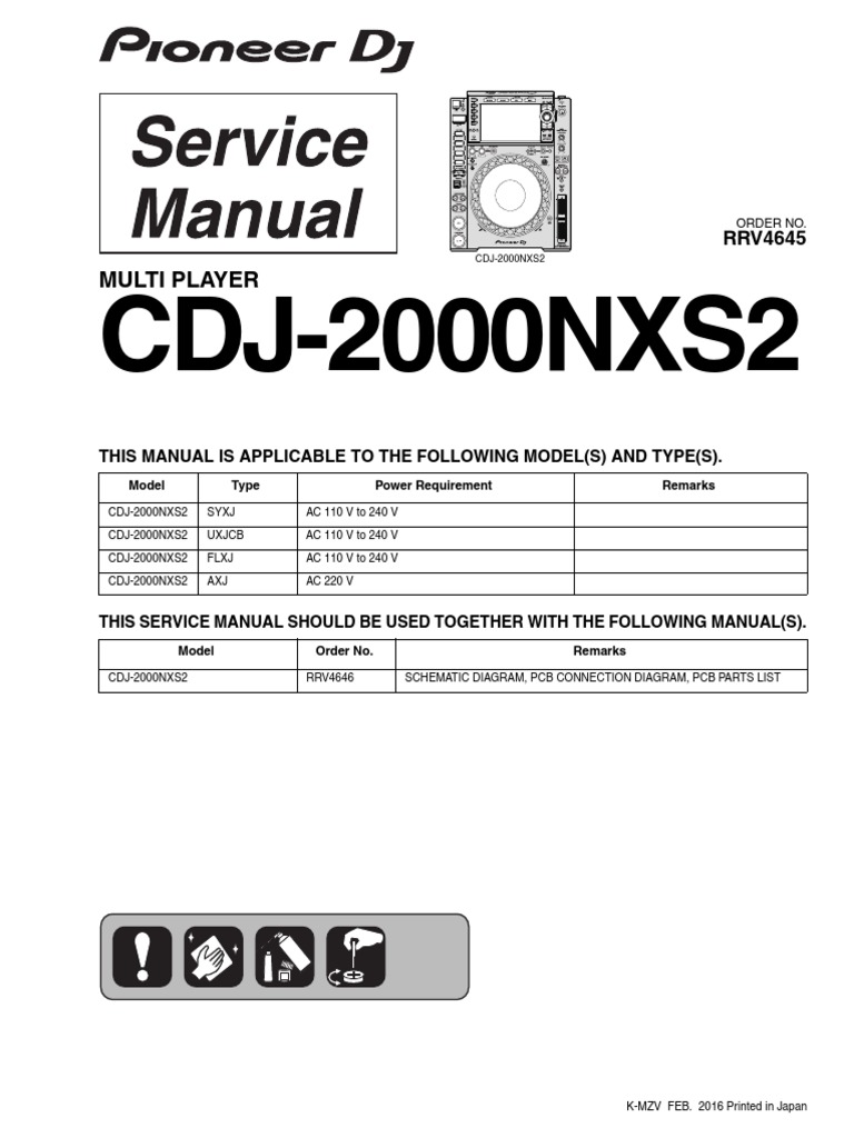 Pioneer CDJ2000NXS2 Service Manual PDF Read Only Memory Usb