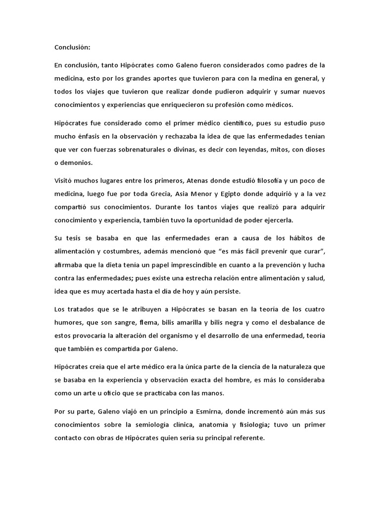 ConclusiónHipocrates y Galeno Descargar gratis PDF Medicina