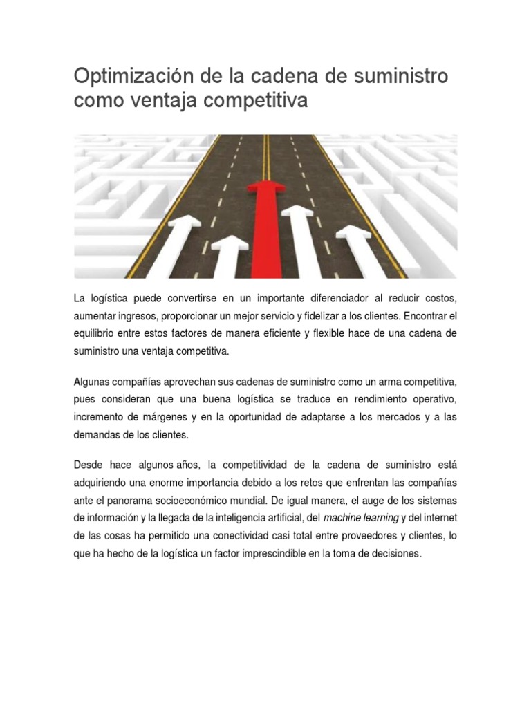 Optimización de La Cadena de Suministro Como Ventaja Competitiva | PDF ...