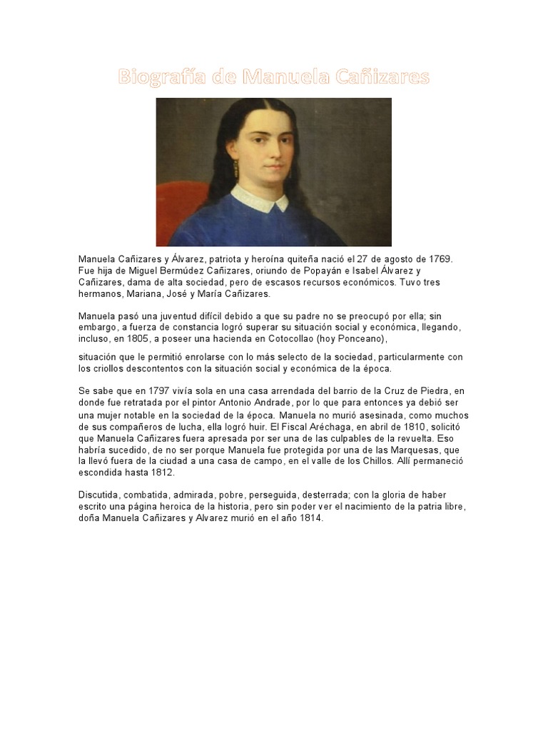 Biografía de Manuela Cañizares PDF