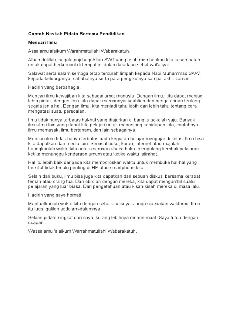 Contoh Naskah Pidato Bertema Pendidikan PDF