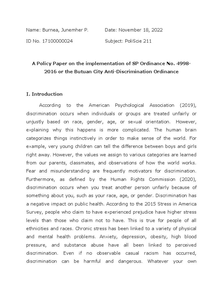 Policy Paper Example