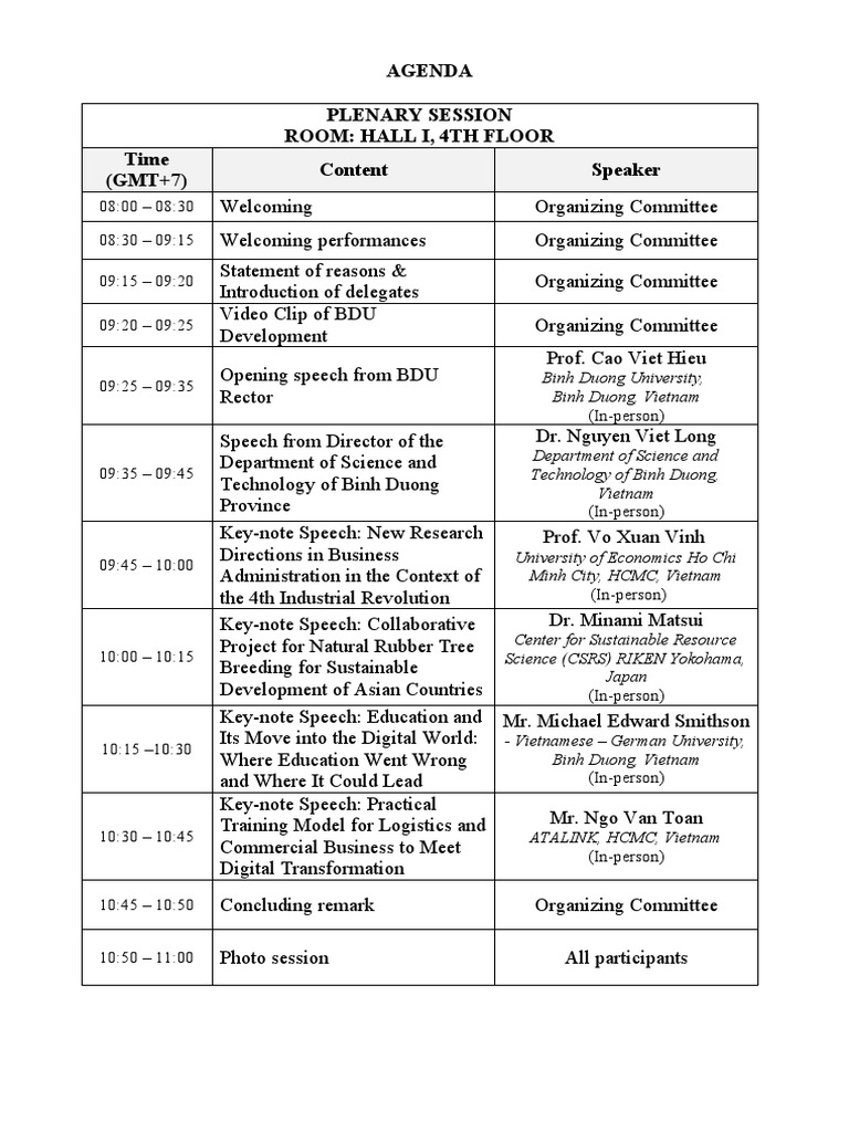 Agenda Final | Download Free PDF | Ho Chi Minh City | Vietnam