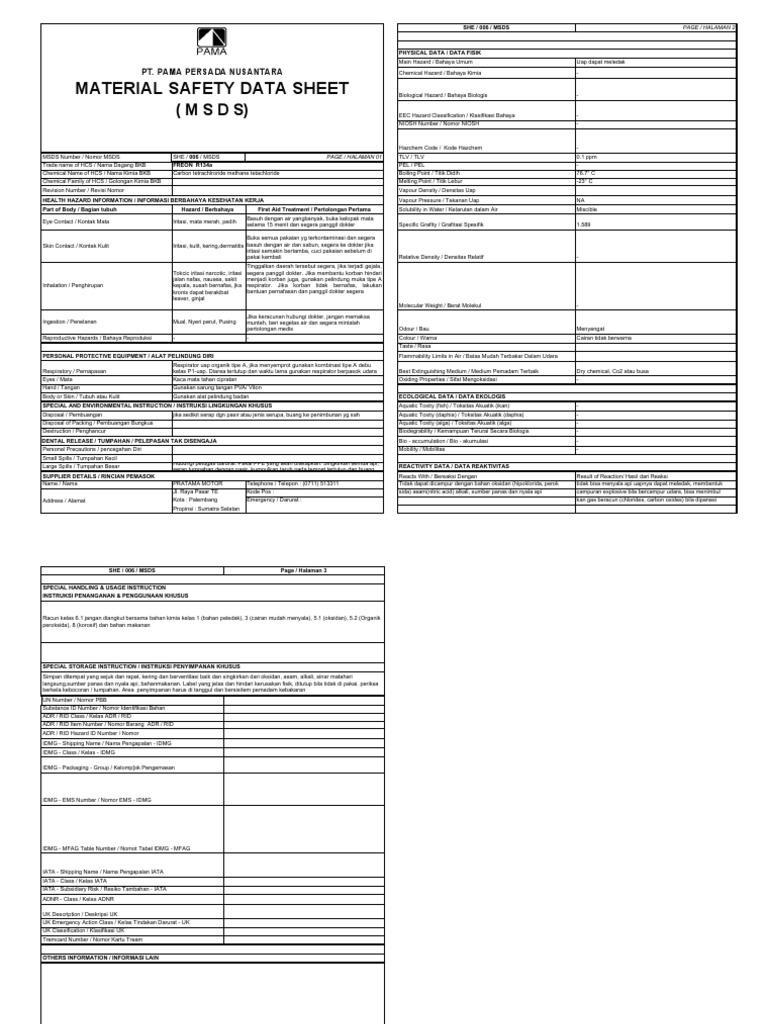 (1.6) MSDS Freon R134a | PDF