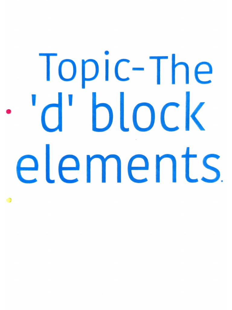 TopicThe 'D' Block PDF