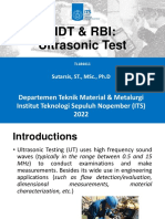 NDT & Rbi: Ultrasonic Test: Departemen Teknik Material & Metalurgi Institut Teknologi Sepuluh Nopember (ITS) 2022