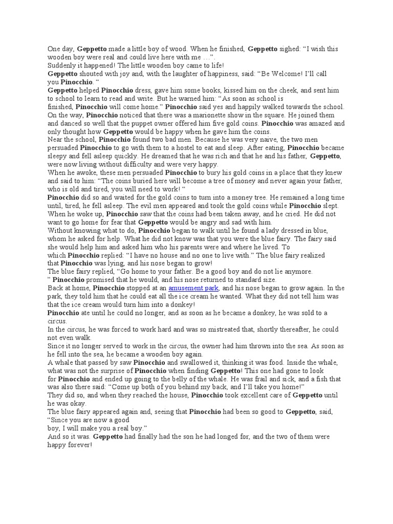 PINOCHIO | PDF | Pinocchio | Italian Children's Literature