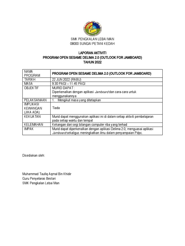Program Open Sesame 2.0 (Outlook For Jamboard) PDF