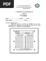 1 Summative Test in Mathematics 10 Week 1-2