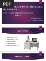 Analytical and Instrumentation Techniques: Topic: Scanning Electron Microscope