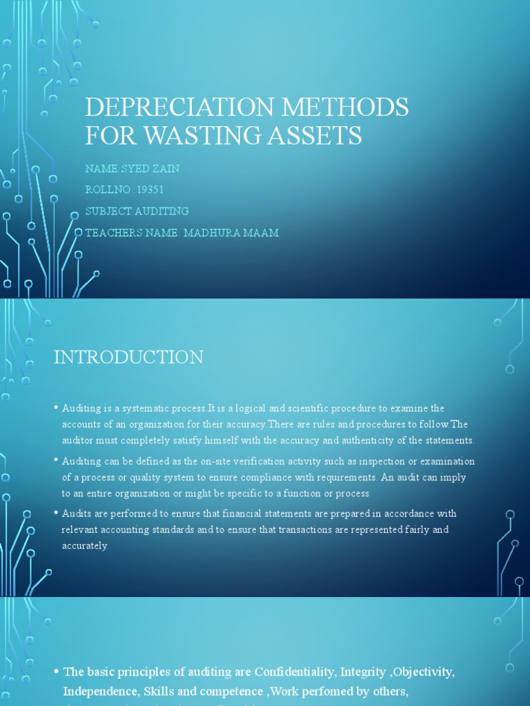 Depreciation methods for wasting assets an analysis of straight line