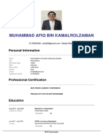 Muhammad Afiq Bin Kamalrolzaman: Personal Information