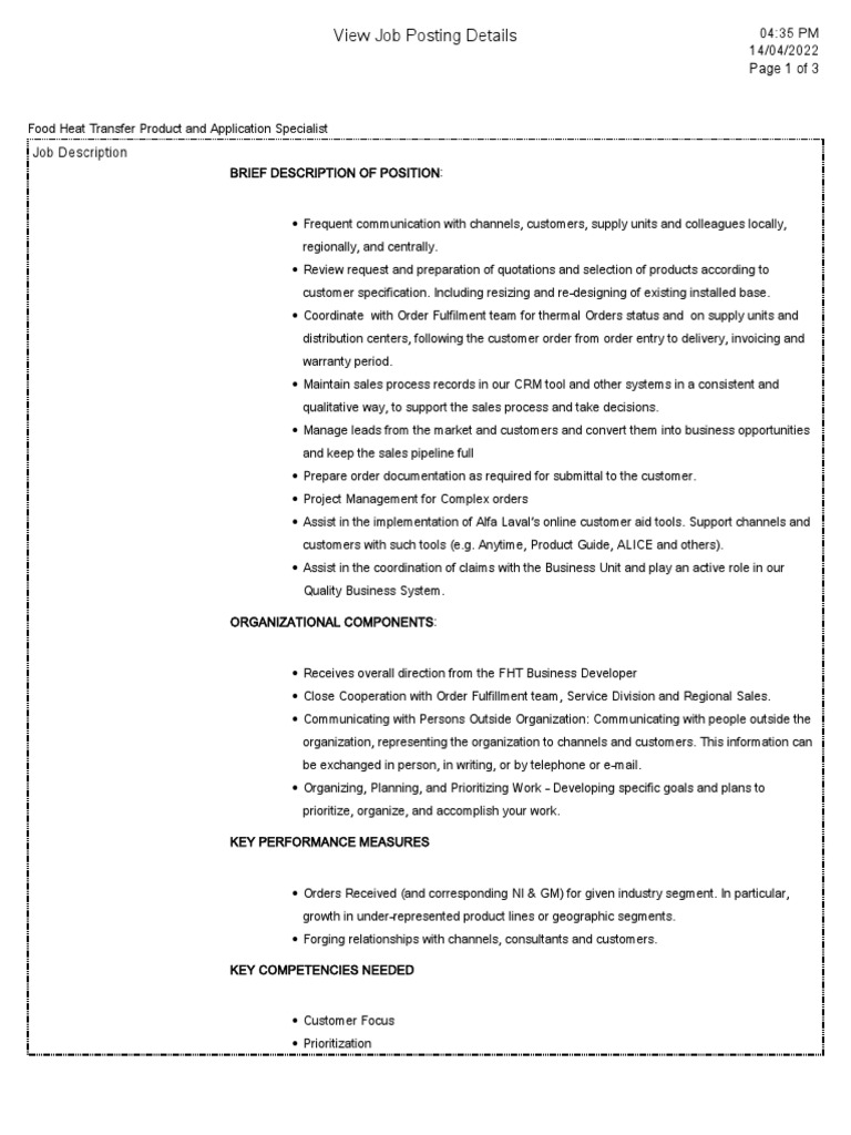 View Job Posting Details PDF Sales Recruitment