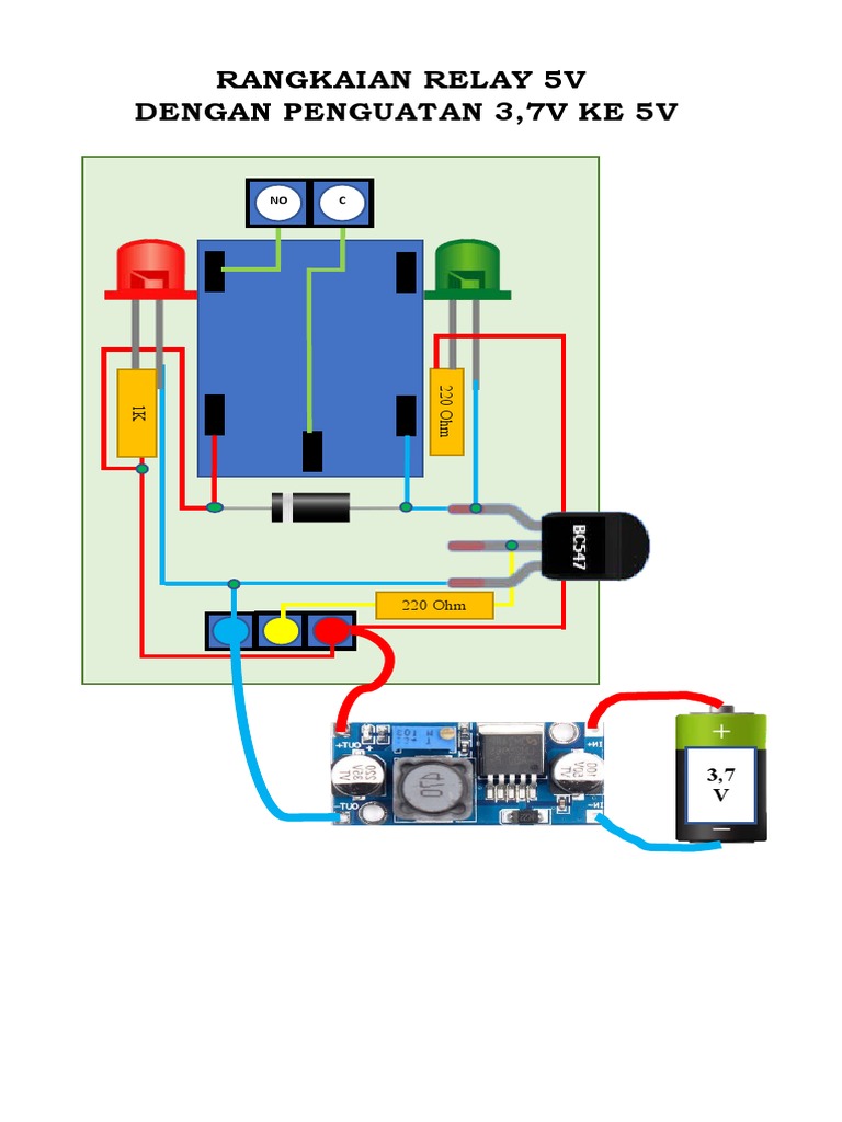 Circuit Diagram for Boosting 3.7V Battery to 5V Relay Activation | PDF