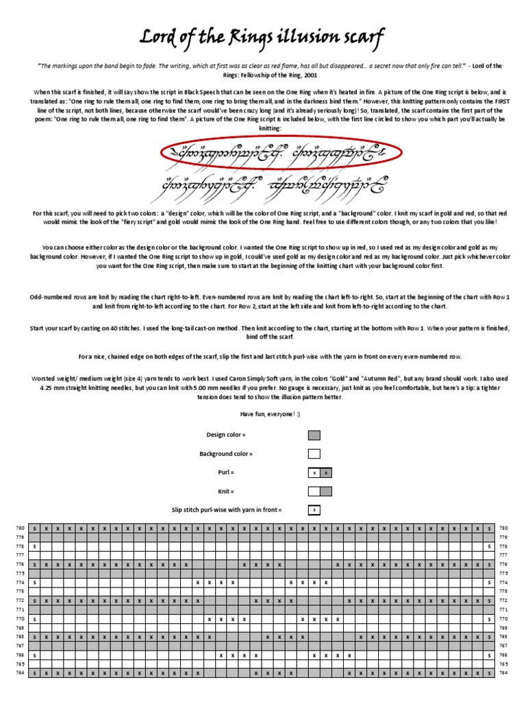 Illusion Knitting Chart LOTR PDF Knitting Crafts